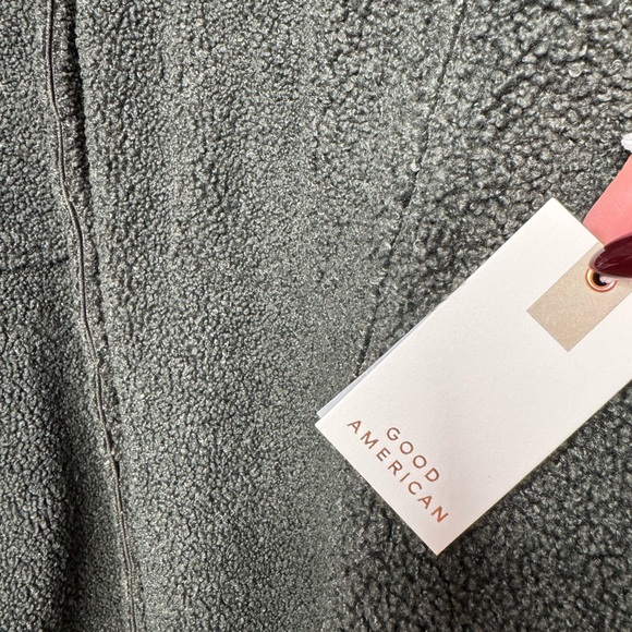 GOOD AMERICAN Relaxed Fit Dark Gray/green Sherpa Shacket plus size 4x/5x NWT - Picture 7 of 7